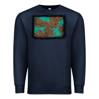 Navy western leopard turquoise glitter tooled leather Premium Sweatshirt - FaDigitalArtStudio