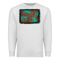 Oatmeal Heather western leopard turquoise glitter tooled leather Premium Sweatshirt - FaDigitalArtStudio