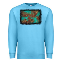 Ocean Blue western leopard turquoise glitter tooled leather Premium Sweatshirt - FaDigitalArtStudio