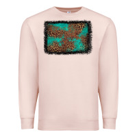 Pale Pink western leopard turquoise glitter tooled leather Premium Sweatshirt - FaDigitalArtStudio