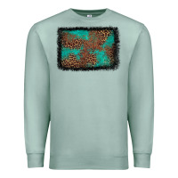 Seafoam western leopard turquoise glitter tooled leather Premium Sweatshirt - FaDigitalArtStudio