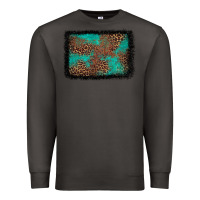 Smoke western leopard turquoise glitter tooled leather Premium Sweatshirt - FaDigitalArtStudio