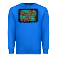 True Royal western leopard turquoise glitter tooled leather Premium Sweatshirt - FaDigitalArtStudio