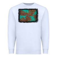 White western leopard turquoise glitter tooled leather Premium Sweatshirt - FaDigitalArtStudio