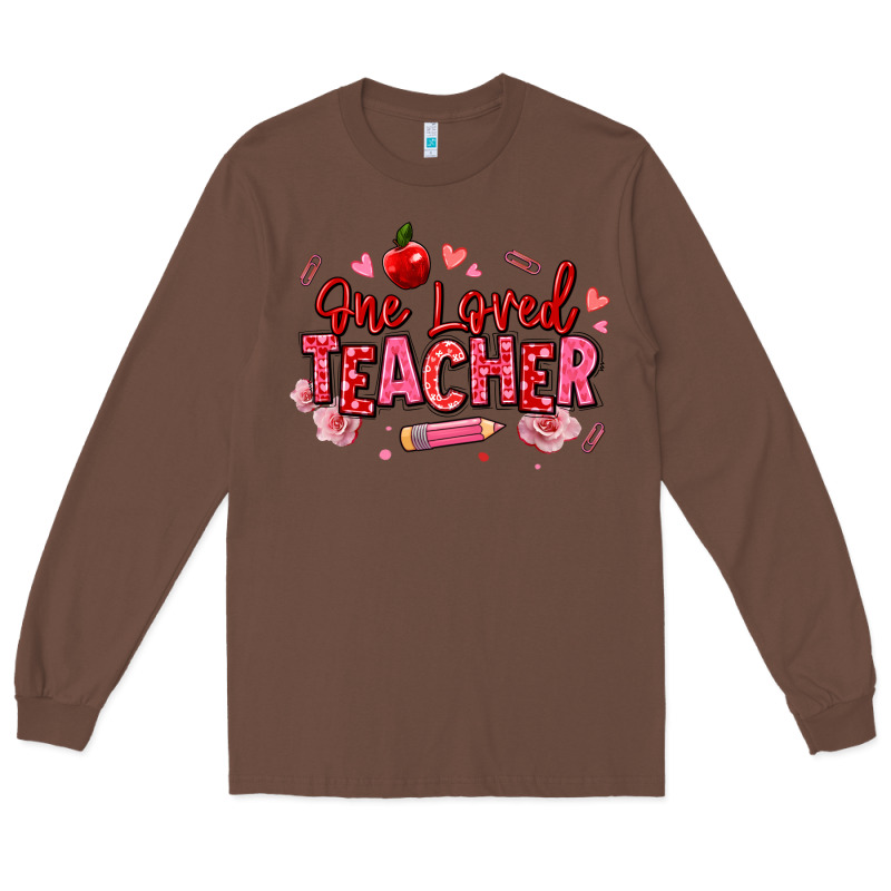 One Loved Teacher Afro Messy Bun Long Sleeve Tee by texasbilliewilder | Teevron