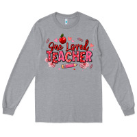 Heather Grey one loved teacher afro messy bun Long Sleeve Tee - texasbilliewilder