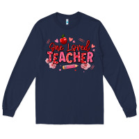 Navy one loved teacher afro messy bun Long Sleeve Tee - texasbilliewilder