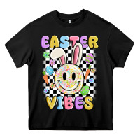 Black easter vibes smiley face Heavy Core Tee - MaliasSmallBusiness