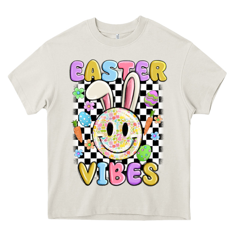 Easter Vibes Smiley Face Heavy Core Tee by MaliasSmallBusiness | Teevron