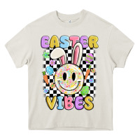Cream easter vibes smiley face Heavy Core Tee - MaliasSmallBusiness