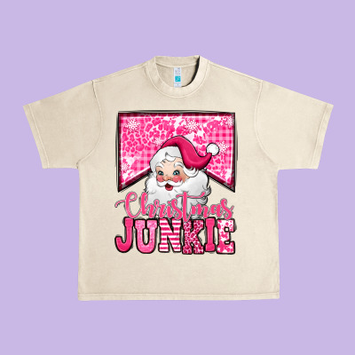 Pink Christmas Junkie Santa Claus Urban Heavy Tee Designed By Jasminsmagicworld