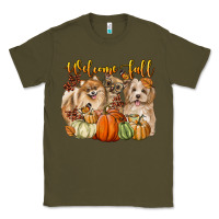 Army Green welcome fall with dogs Classic Tee - LillyAllenDesigns