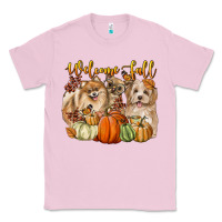 Bubblegum Pink welcome fall with dogs Classic Tee - LillyAllenDesigns