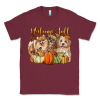 Burgundy welcome fall with dogs Classic Tee - LillyAllenDesigns
