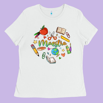 Maestra Teacher Heart Doodle Ladies Tee Designed By Maliassmallbusiness