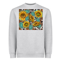 Heather Grey turquoise sunflowers with gemstones Heavyweight Sweatshirt - TumblerDesignByShophia