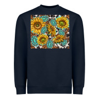 Navy turquoise sunflowers with gemstones Heavyweight Sweatshirt - TumblerDesignByShophia