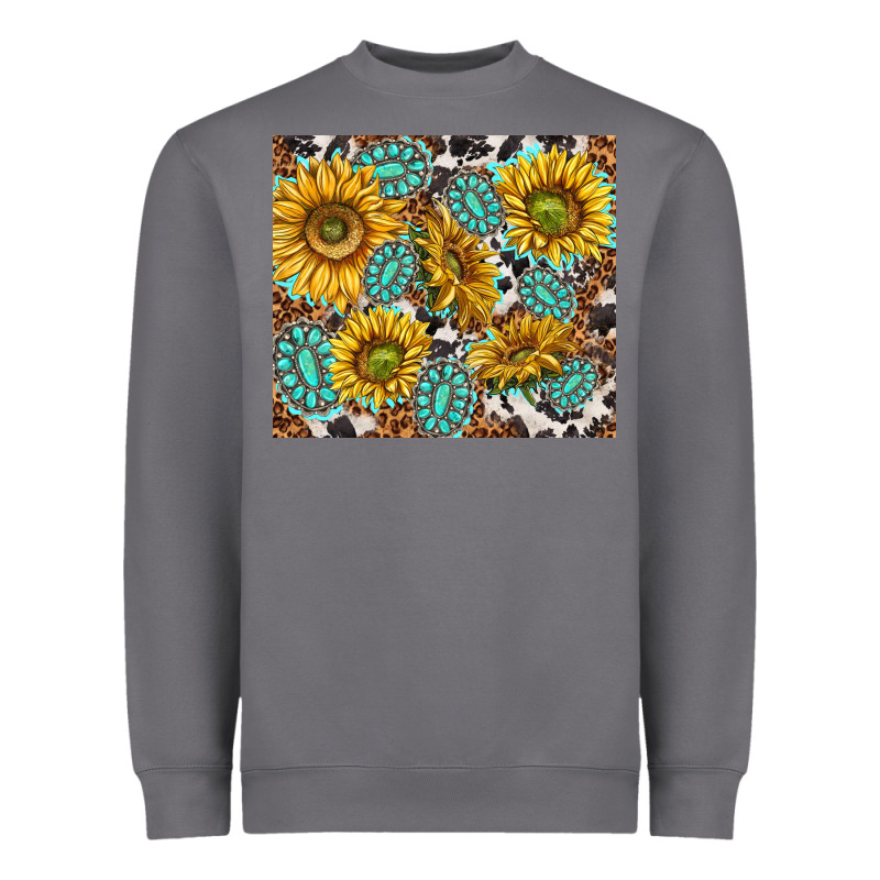 Turquoise Sunflowers With Gemstones Heavyweight Sweatshirt by TumblerDesignByShophia | Teevron