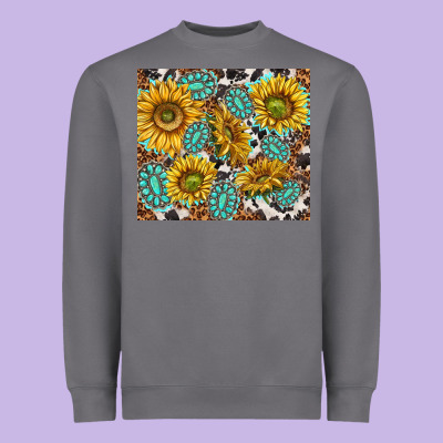 Turquoise Sunflowers With Gemstones Heavyweight Sweatshirt Designed By Tumblerdesignbyshophia