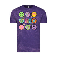 Cloud Purple easter day smiley faces Vintage Tee - Artiststas