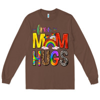 Chestnut Free Mom Hugs with Butterflies Long Sleeve Tee - texasbilliewilder