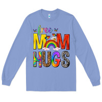 Colony Blue Free Mom Hugs with Butterflies Long Sleeve Tee - texasbilliewilder