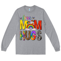 Heather Grey Free Mom Hugs with Butterflies Long Sleeve Tee - texasbilliewilder