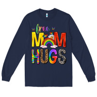 Navy Free Mom Hugs with Butterflies Long Sleeve Tee - texasbilliewilder