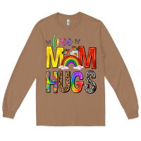 Toasted Coconut Free Mom Hugs with Butterflies Long Sleeve Tee - texasbilliewilder
