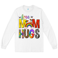 White Free Mom Hugs with Butterflies Long Sleeve Tee - texasbilliewilder