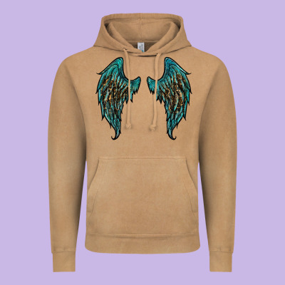 Turquoise Leopard Wings Vintage Hoodie Designed By Ranaportraitstore