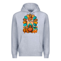 Heather Grey Thanksgiving Cold Drink Frappe Premium Hoodie - FaDigitalArtStudio