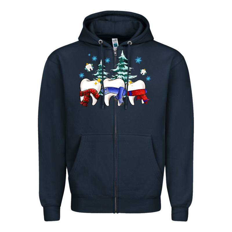 Dental Christmas Tree Teeth And Winter Ado Zipper Hoodie by OliviaCreatesArt | Teevron