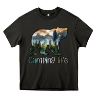 Asphalt camping bear Heavy Core Tee - MaliasSmallBusiness