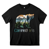Black camping bear Heavy Core Tee - MaliasSmallBusiness