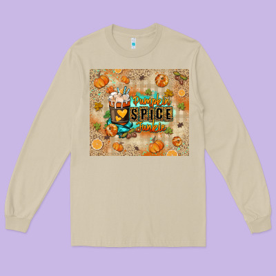 Pumpkin Spice Junkie Long Sleeve Tee Designed By Ranaportraitstore