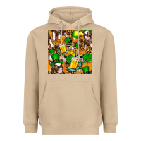 Mushroom St. Patrick's Day Pig With Beer And Shamrock Seamless Heavyweight Hoodie - FaDigitalArtStudio