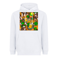 White St. Patrick's Day Pig With Beer And Shamrock Seamless Heavyweight Hoodie - FaDigitalArtStudio