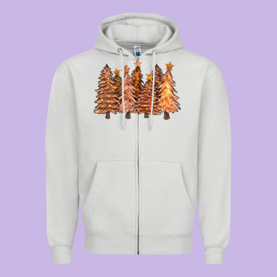 Melanin Christmas Trees With Lights Zipper Hoodie Designed By Fadigitalartstudio