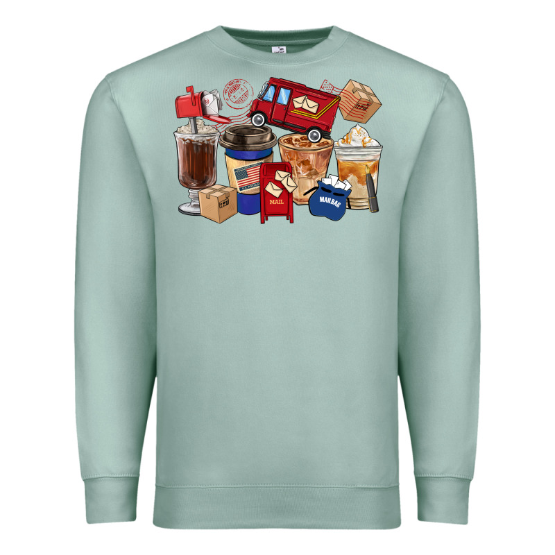 Postal Worker Coffee Cups Premium Sweatshirt by FaDigitalArtStudio | Teevron