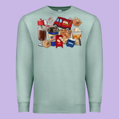 Postal Worker Coffee Cups Premium Sweatshirt Designed By Fadigitalartstudio