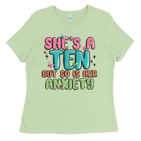 Matcha she's a ten but so is her anxiety Ladies Tee - MaliasSmallBusiness