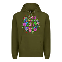 Army Green Easter Day Flower Easter Premium Hoodie - OliviaCreatesArt