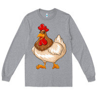 Heather Grey cute chicken Long Sleeve Tee - texasbilliewilder