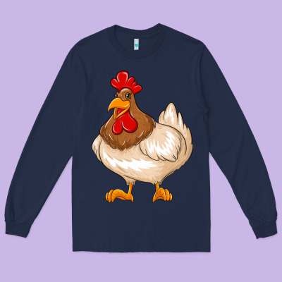 Cute Chicken Long Sleeve Tee Designed By Texasbilliewilder