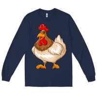Navy cute chicken Long Sleeve Tee - texasbilliewilder