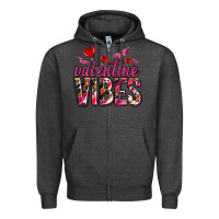 Charcoal Heather valentine vibes olivia Zipper Hoodie - OliviaCreatesArt