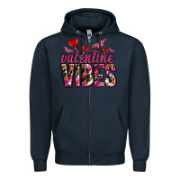 Navy valentine vibes olivia Zipper Hoodie - OliviaCreatesArt