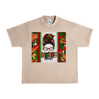 French Oak Christmas merry mama messy bun Urban Heavy Tee - Jasminsmagicworld