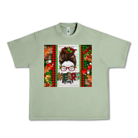 Oil Green Christmas merry mama messy bun Urban Heavy Tee - Jasminsmagicworld